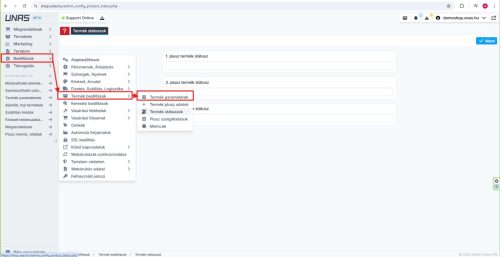 Termék paraméterek, plusz adatok, termék státuszok, plusz szolgáltatások, matricák (9 perc)