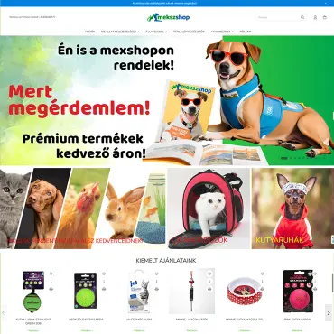 Mekszshop, kisállat kiegészítők, eledelek (Unas webáruház készítés)