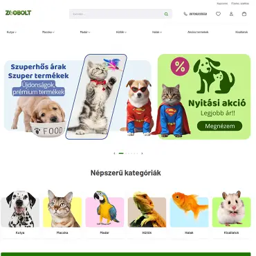 Zoobolt Shoprenter áruház kialakítás