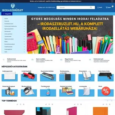 Irodaszeruzlet unas webshop nulláról építve